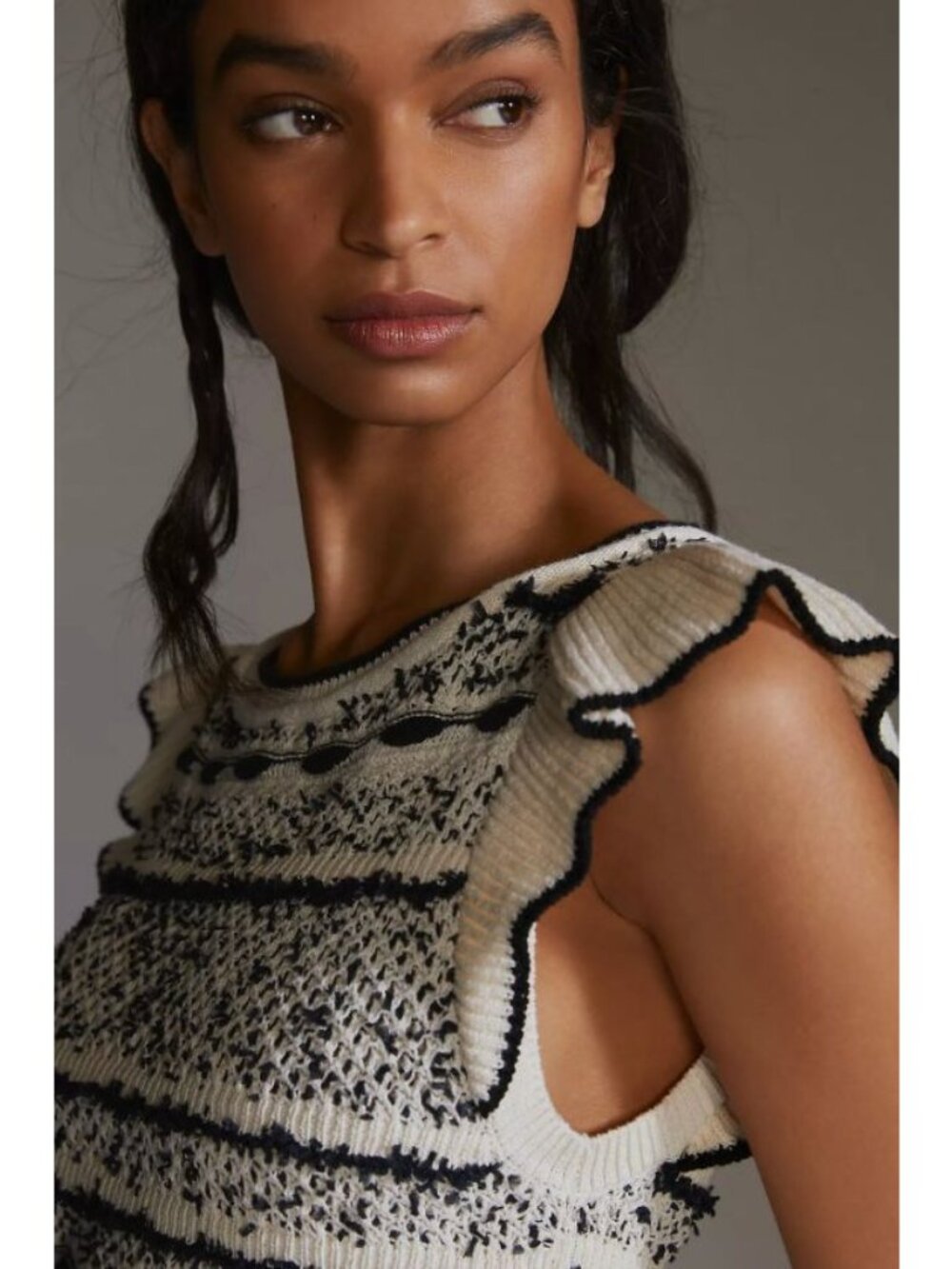 NWT Anthropologie Ruffle Sweater Knit Tank-sz Small - Picture 3 of 9